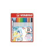 STABILO Pen 68 brush Fasermaler, 15er Metalletui