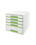 LEITZ WOW Cube Schubladenbox A4 weiss/grün, 5 Schubladen 