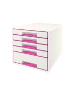 LEITZ WOW Cube Schubladenbox A4 weiss/pink, 5 Schubladen 