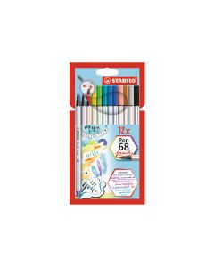 STABILO Pen 68 brush Fasermaler, 12 Stück