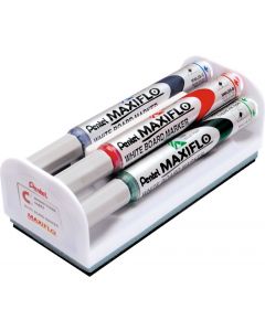 PENTEL Whiteboard Marker Maxiflo Slim 4 Farben mit Tafelwischer