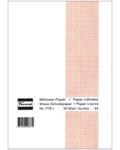 Millimeterpapier Block weiss, 1mm kariert,  25 Blatt, A4