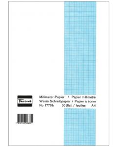  Millimeterpapier Block weiss, 1mm kariert, 50 Blatt, A4